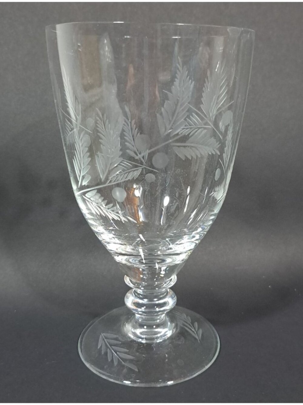 Electra Arcadia Iced Tea Footed Hand-Blown Etched Glass Goblet 12 Oz Vintage